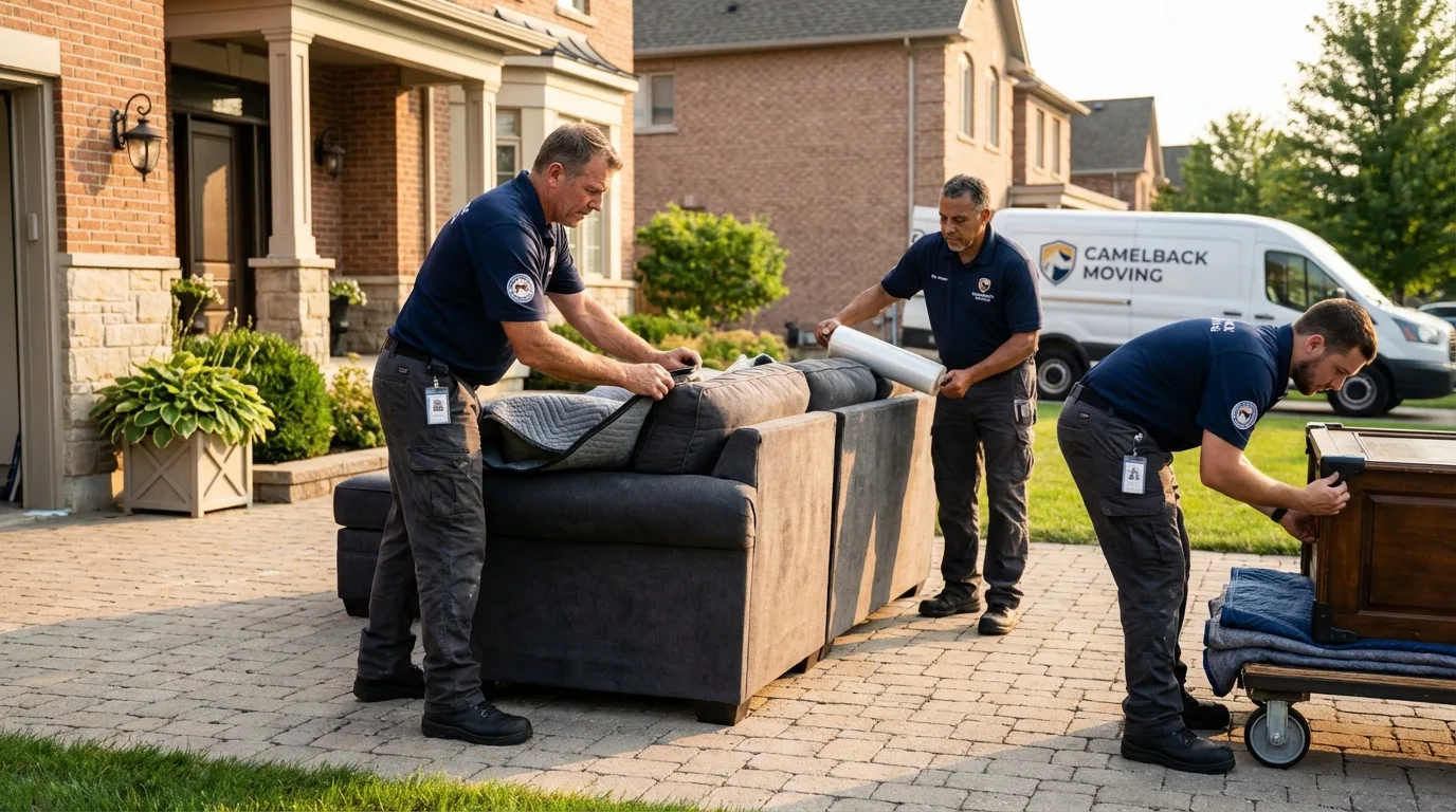 Large estate moving crew wrapping furniture in Rockville, MD